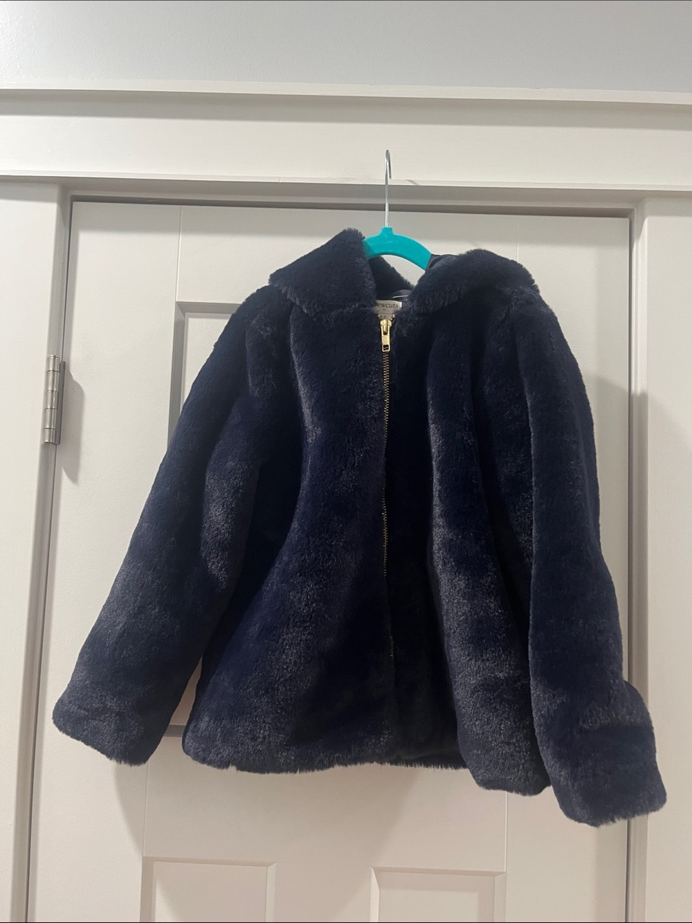 Crew Cuts Kids Plush Faux Fur Coat Jacket Navy Size 6-7 6 - 7 worn once